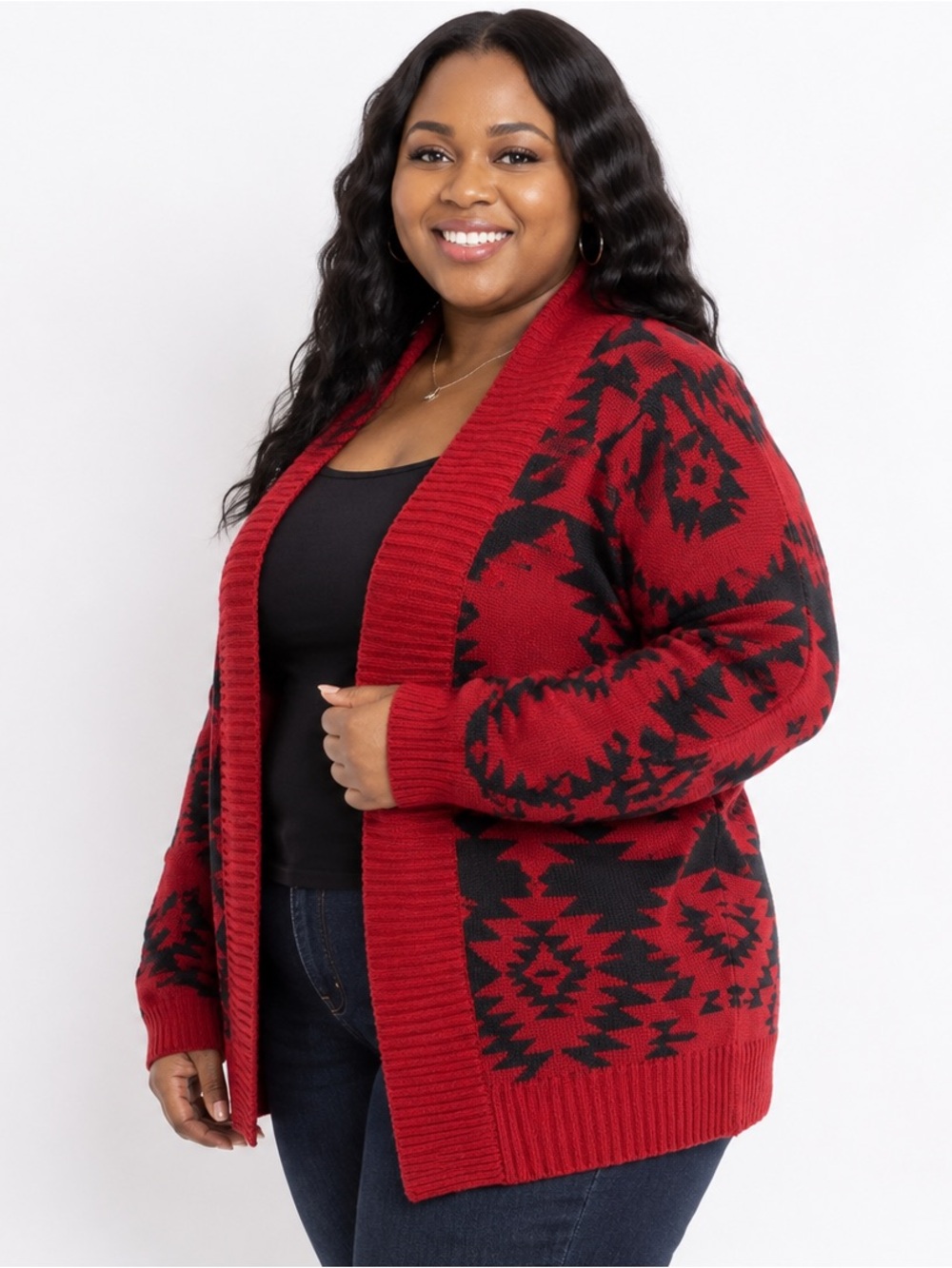 Roommates Southwestern Open Front Cardigan Sweater – Women’s 3X